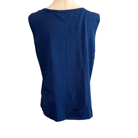 Choices Petite Large Knit Sleeveless Tunic Soft Blue Nautical Outdoor Summer - Picture 6 of 7